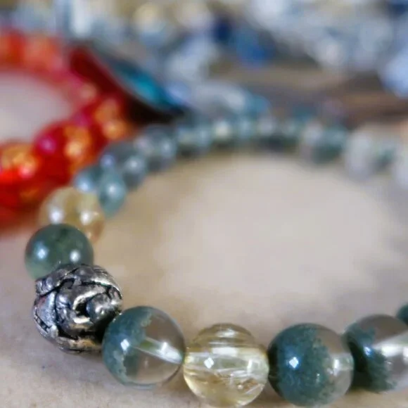 22 Pc Boho Beaded Bracelet Bundle Lot Gemstone Crystal Stack Boho Hippie Craft - Picture 5 of 13